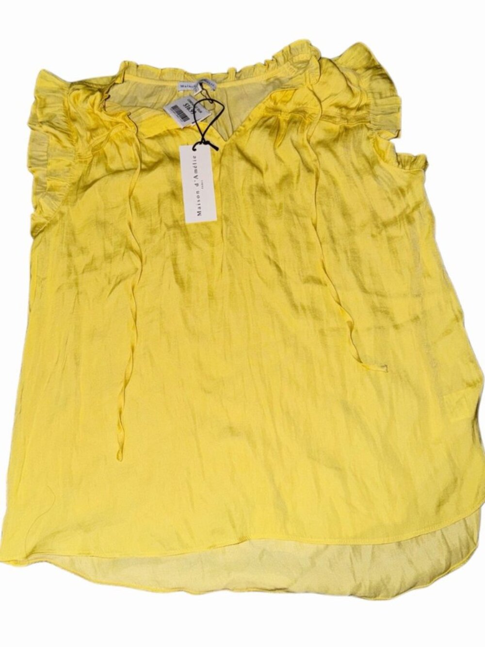 Maison D' Amelie Sz 5 Women's Yellow Sleeveless Blouse Nwt